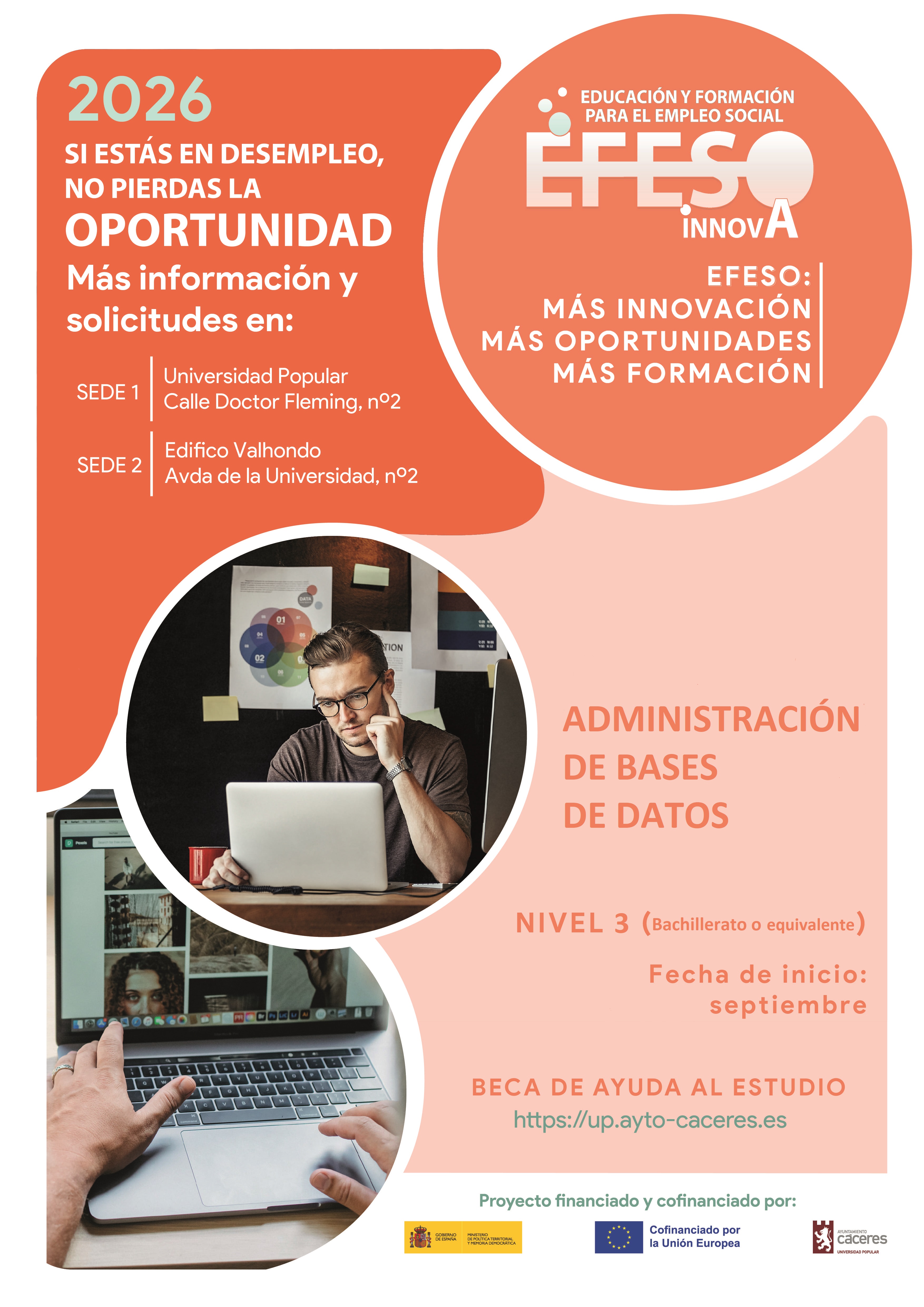 Cartel de la acción formativa Administración de Bases de Datos de EFESO INNOVA