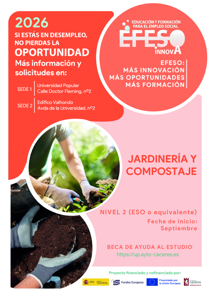 Cartel de la acción formativa Jardinería y Compostaje de EFESO INNOVA